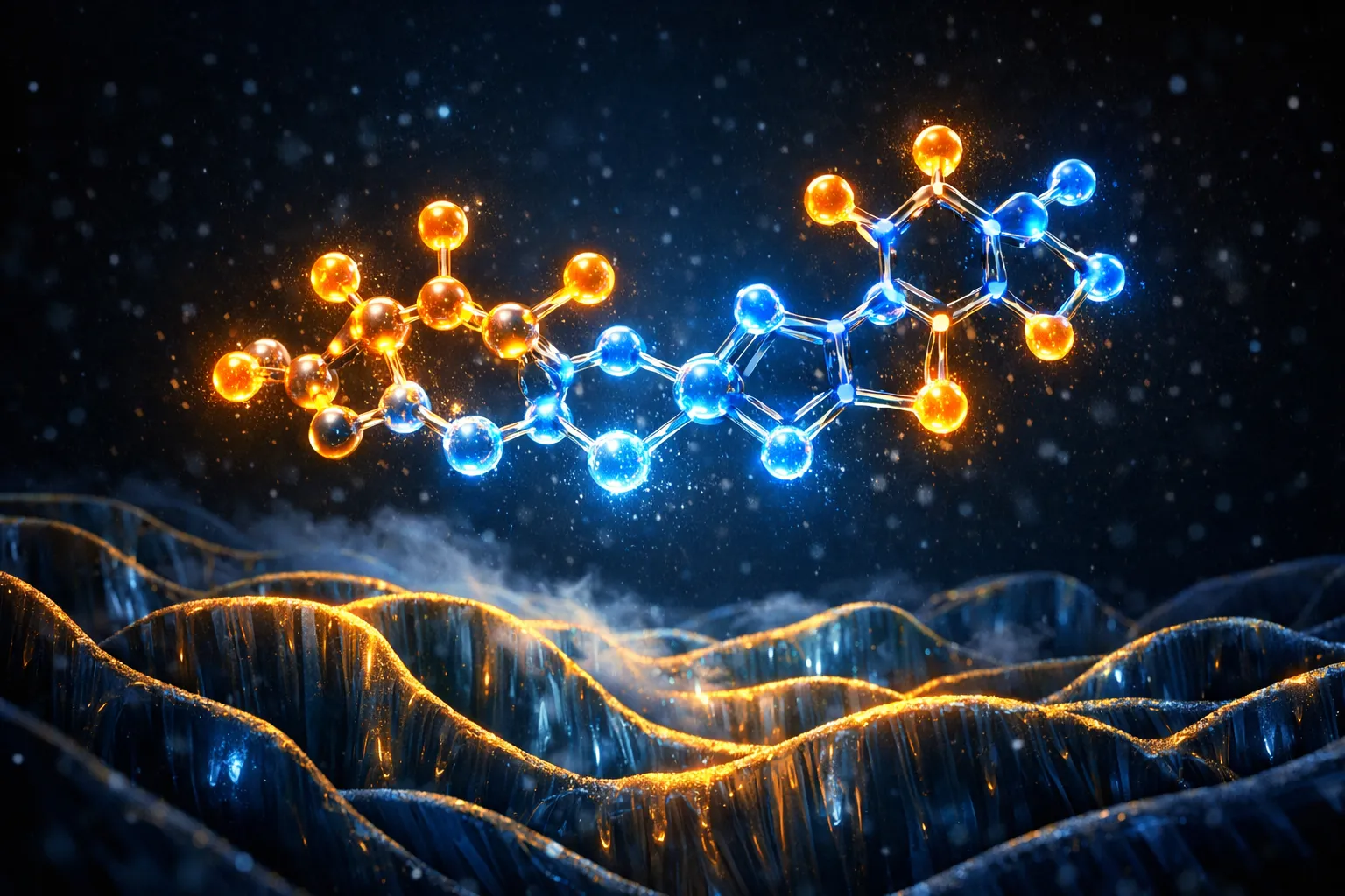 Molecular structure of NAD+ coenzyme illustrating the nicotinamide ring and adenine nucleotide joined by phosphate groups