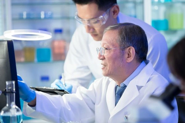 Researchers conducting quality verification procedures