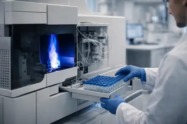ICP-MS instrument for quantifying copper content in GHK-Cu research samples