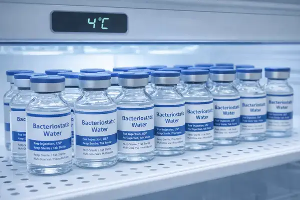 Proper storage of bacteriostatic water for peptide research use