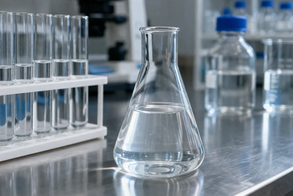 Normal saline in the lab cylinder tube