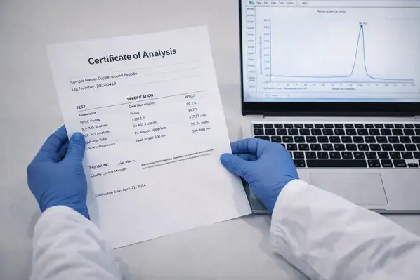 Evaluating a GHK-Cu certificate of analysis with HPLC purity data
