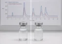 Stable versus degraded peptide vials comparison on benchtop