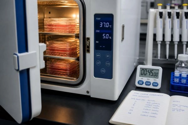 Cell culture incubator with timer for exposure tracking 