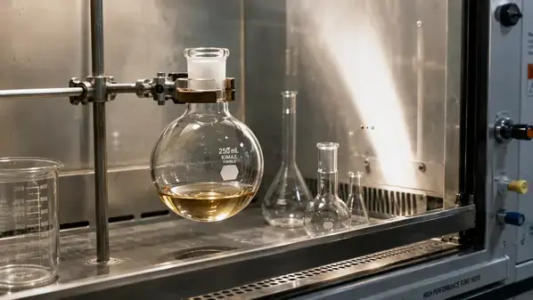 TFA cleavage step in solid-phase peptide synthesis under a chemical fume hood