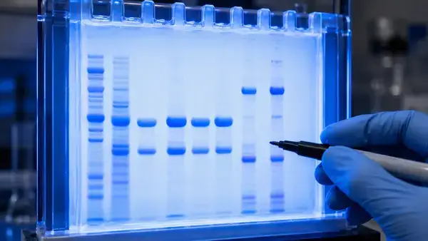 SDS-PAGE gel analysis verifying DAC peptide albumin conjugation