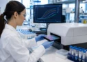Researcher running HCG immunoassay in research laboratory