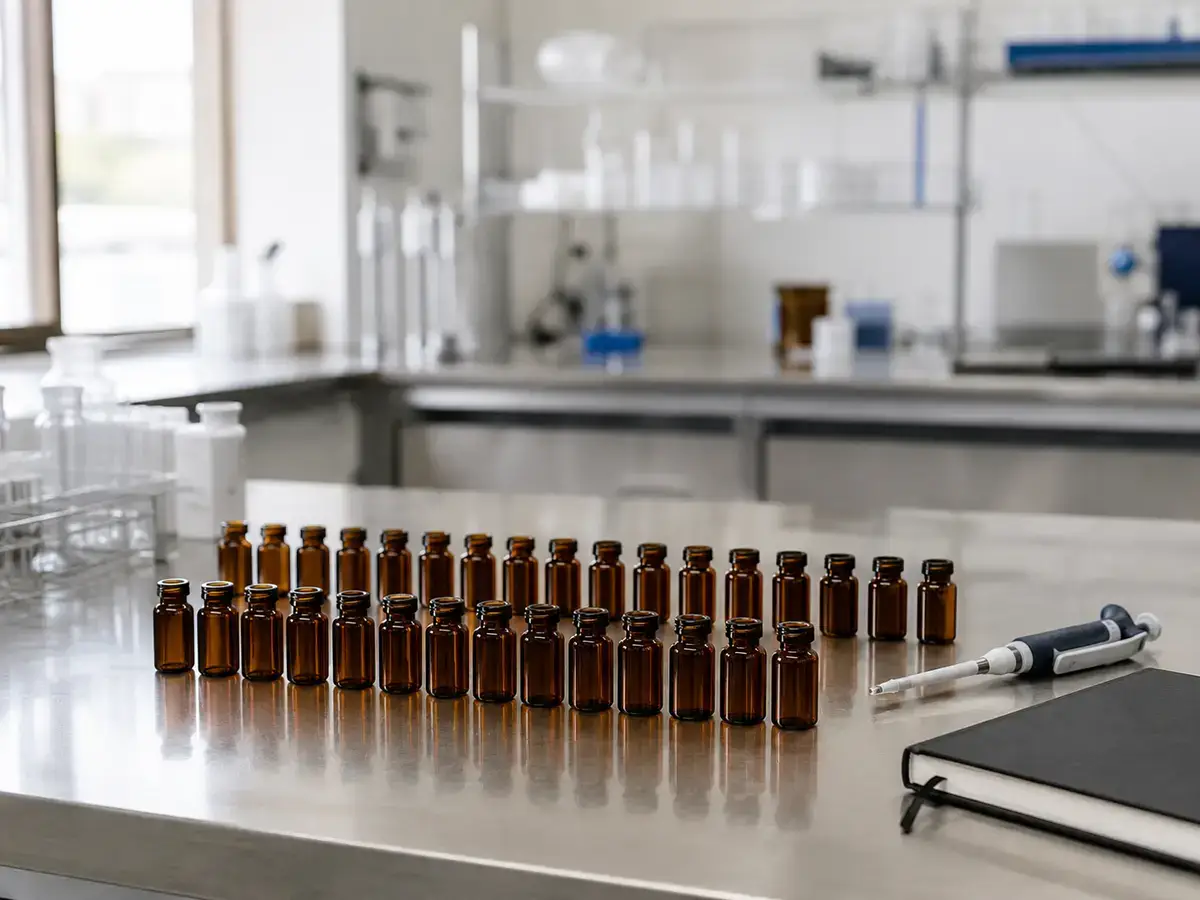 Research vials side by side for a Kisspeptin-10 vs Kisspeptin-54 comparison in a lab