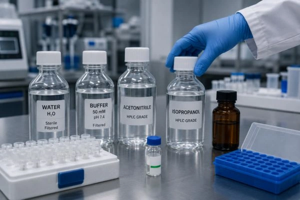 Selecting reconstitution solvent for research peptide preparation