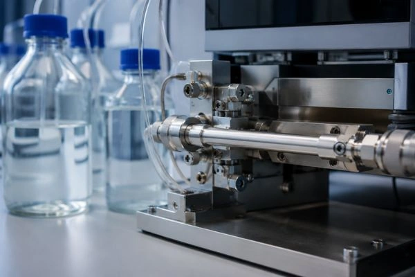 HPLC column and mobile phase solvent reservoirs