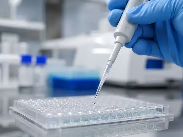 Pipetting samples into a microplate for kisspeptin functional assay