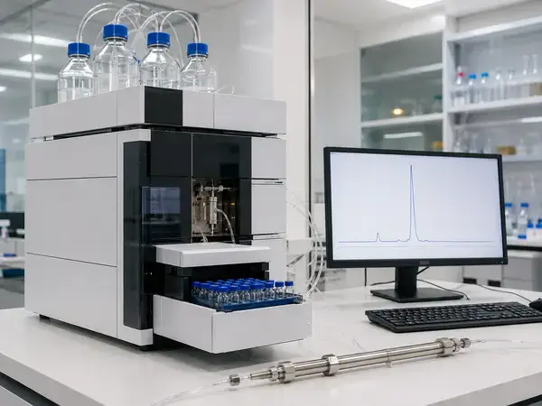 Recombinant HGH RP-HPLC analysis with chromatogram on the display