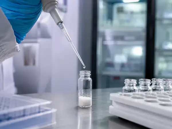 Reconstituting a research peptide solution with a micropipette