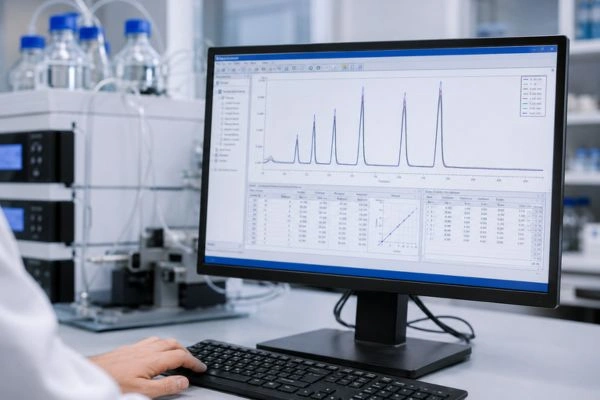 Chromatography software displaying system suitability test results
