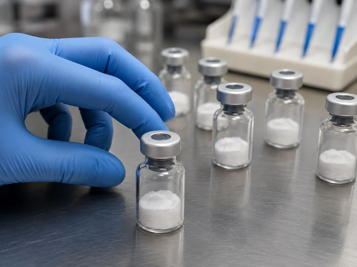Epithalon peptide vials on a lab bench