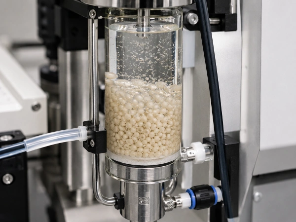 Resin-filled reaction vessel for peptide synthesis