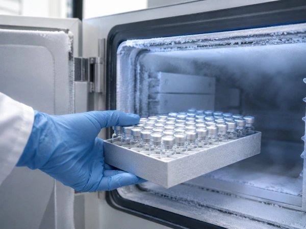 Peptide vials placed into cold storage