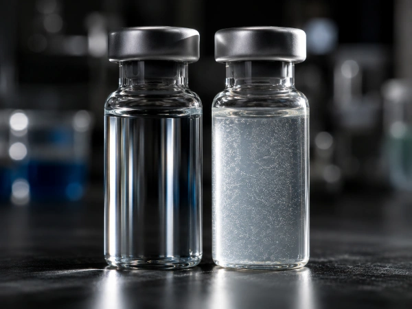 Clear versus cloudy protein solution vials