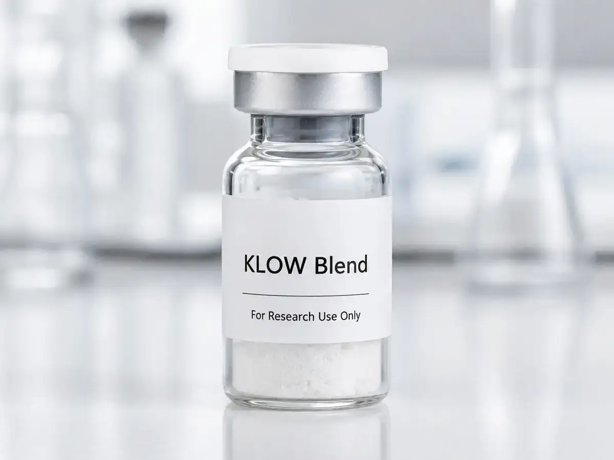 KLOW 80mg research peptide blend vial with lyophilized powder