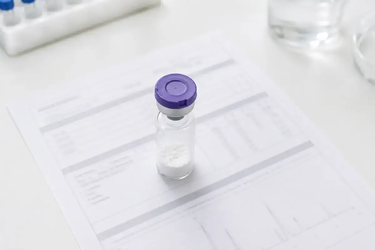 KLOW vial on certificate of analysis