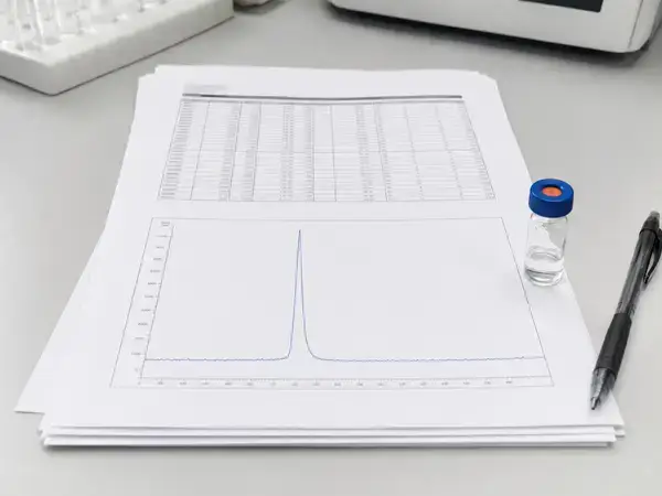 KLOW peptide COA with chromatogram and vial