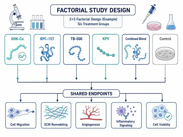 Factorial study design for multi-peptide research protocol